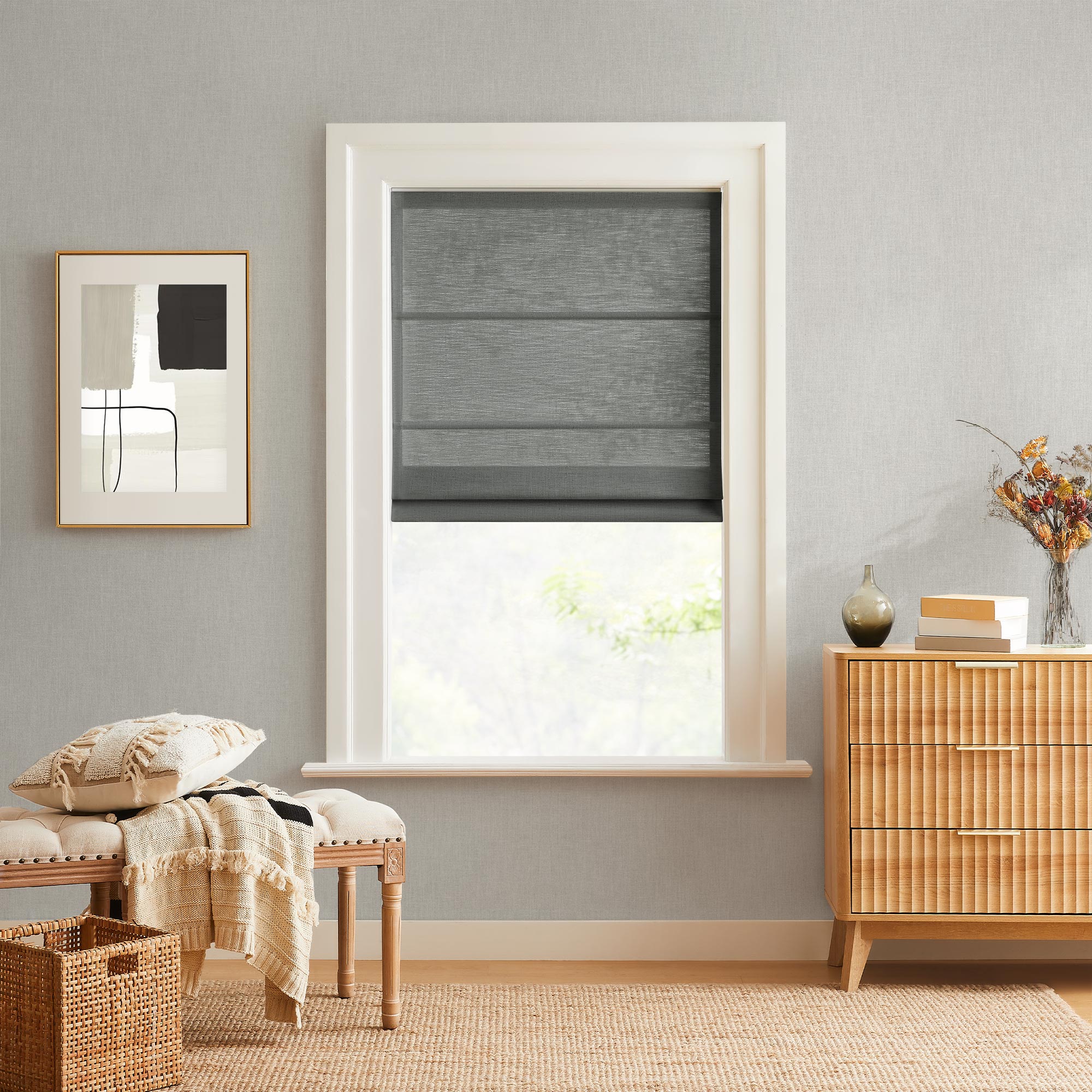 Custom Cordless Linen Roman Shades