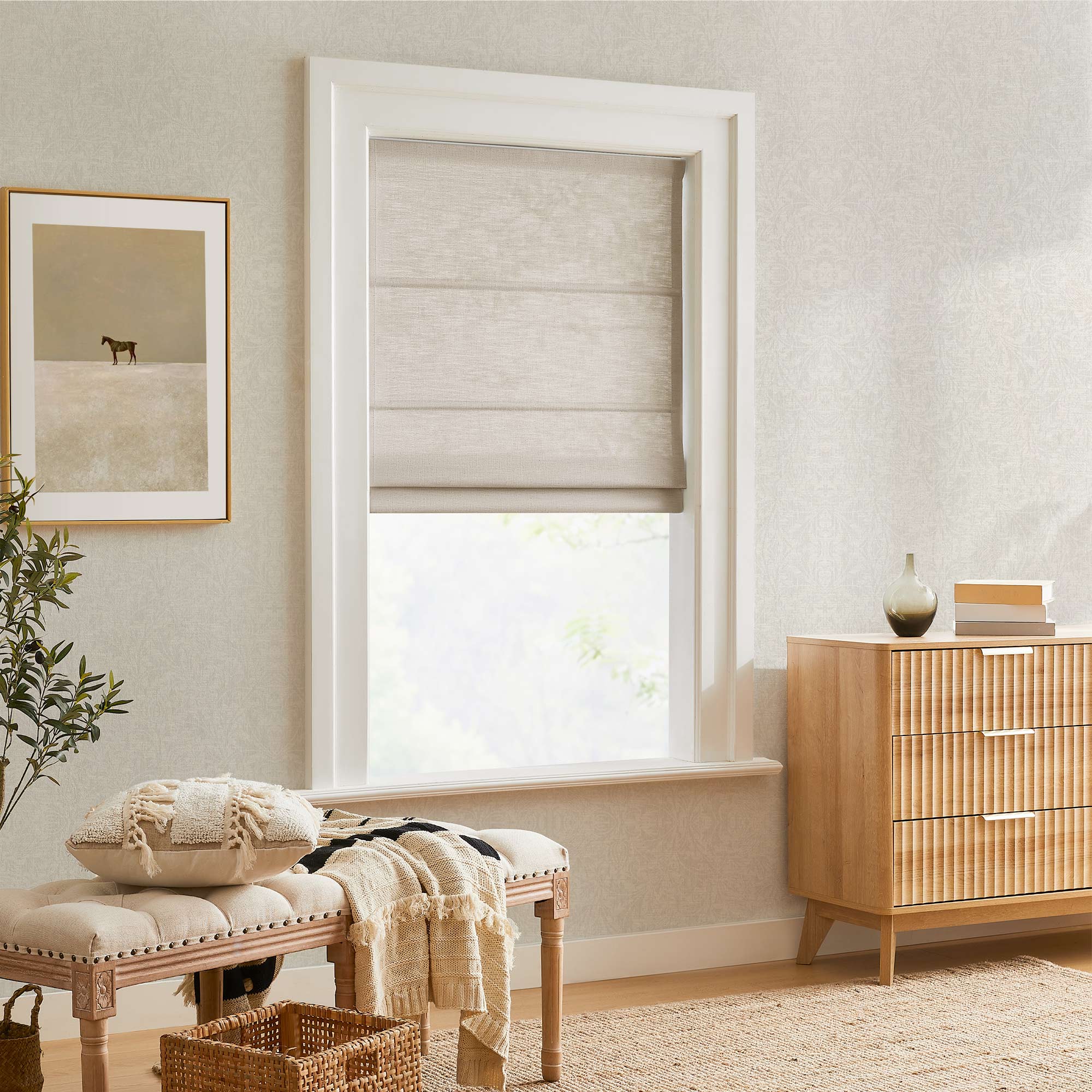 Custom Cordless Linen Roman Shades