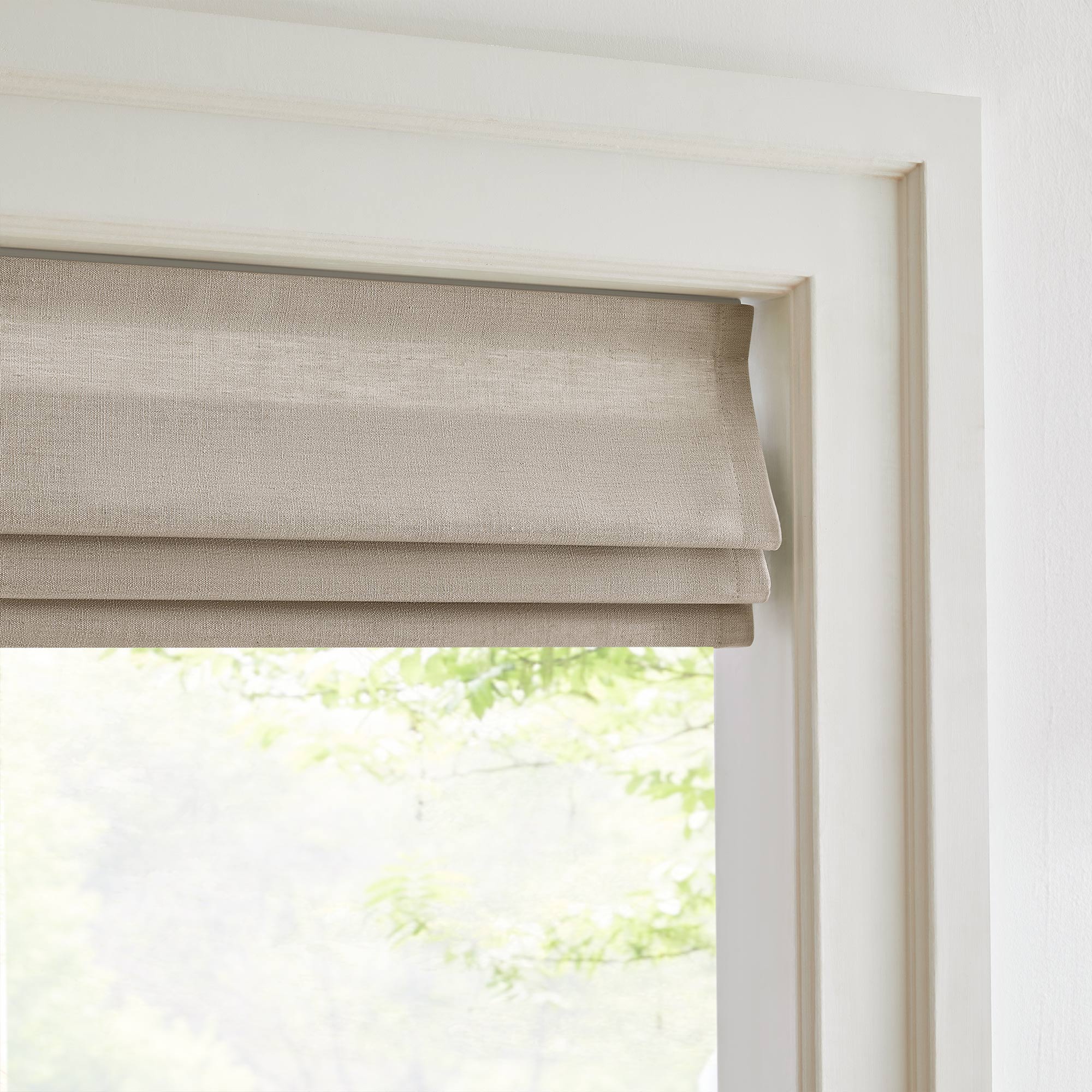 Custom Cordless Linen Roman Shades