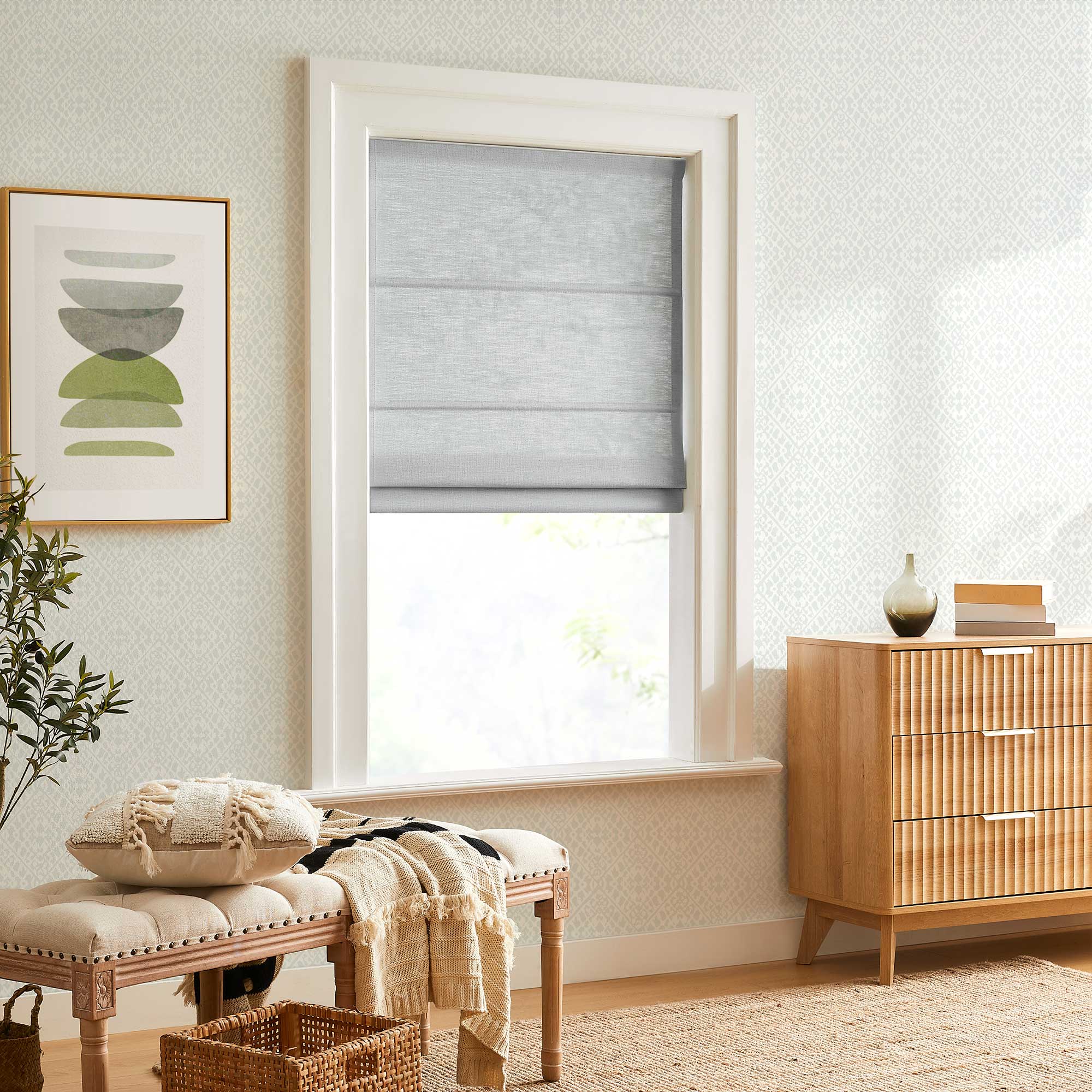 Custom Cordless Linen Roman Shades