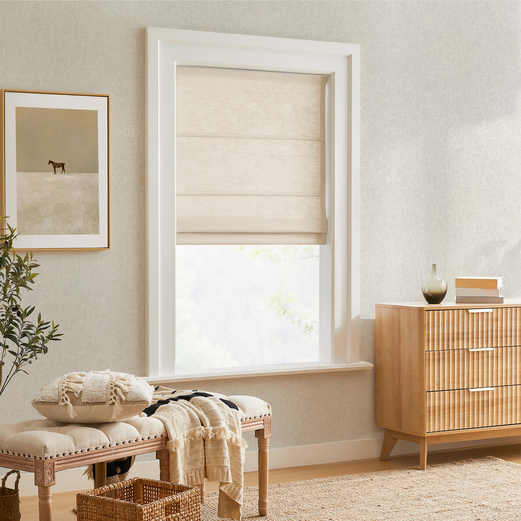 Custom Cordless Linen Roman Shades