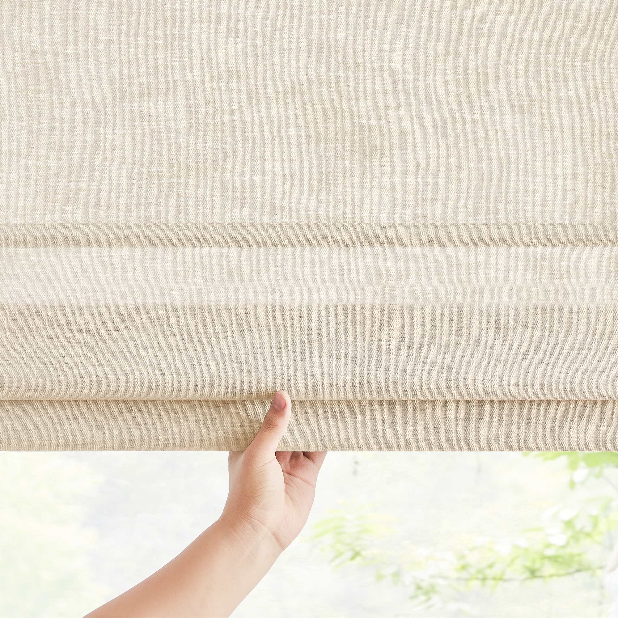 Custom Cordless Linen Roman Shades