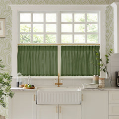 Cotton Linen Semi Sheer Blackout Curtains