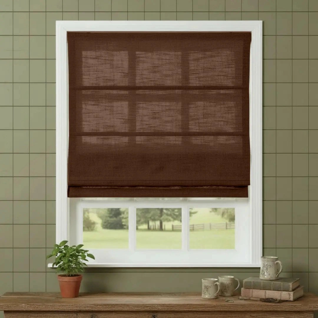 Costom Roman Shades Chestnut Mocha W1234-9