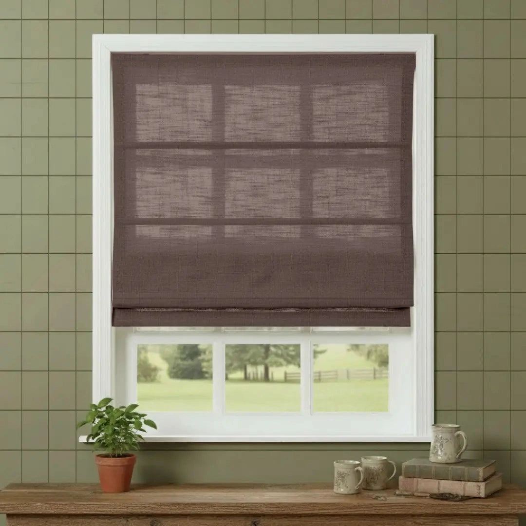 Costom Roman Shades Gray Brown W1234-12