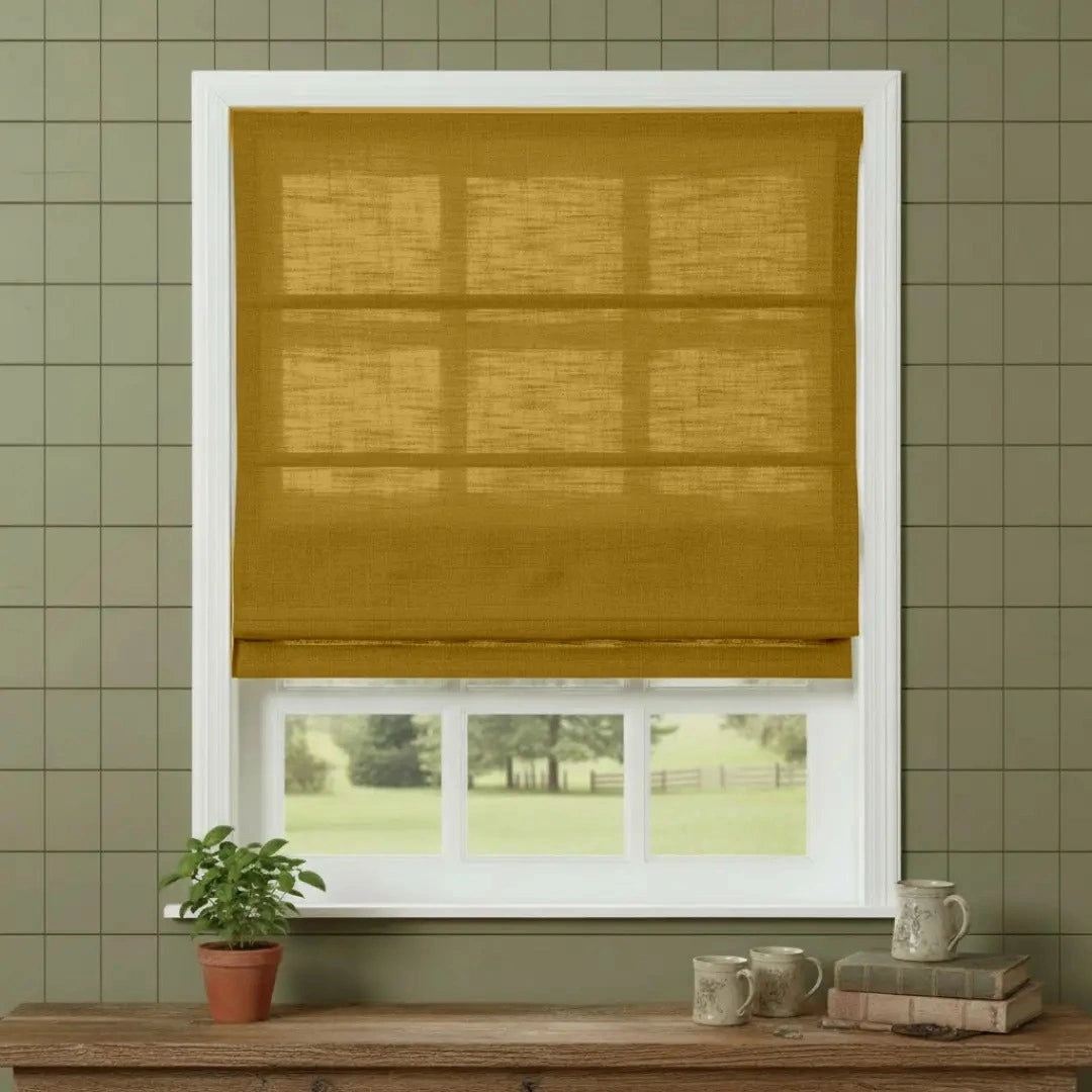 Costom Roman Shades Golden Yellow W1234-14