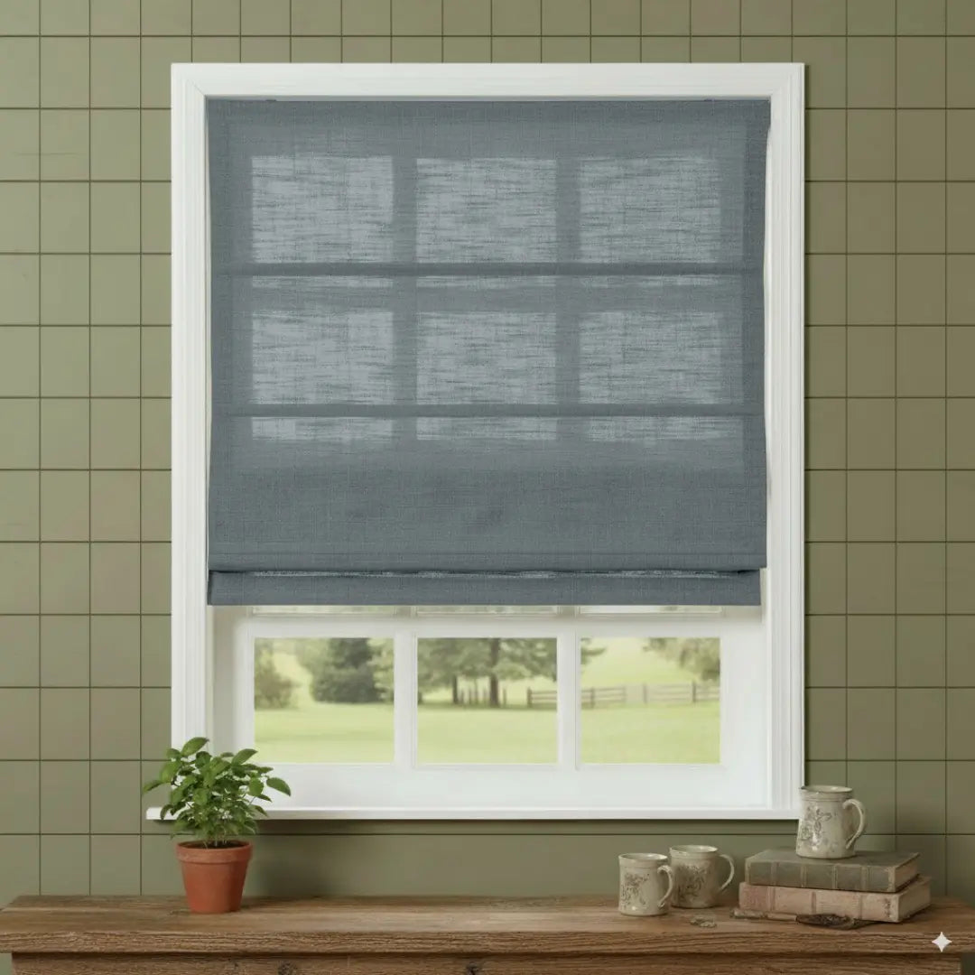 Costom Roman Shades Mist Blue W1234-23