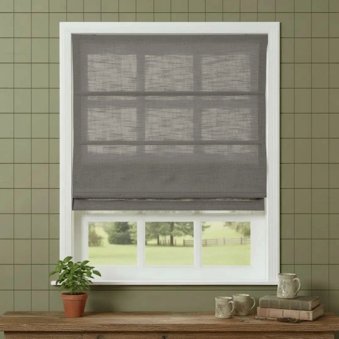 Costom Roman Shades Pearl Gray W1234-33