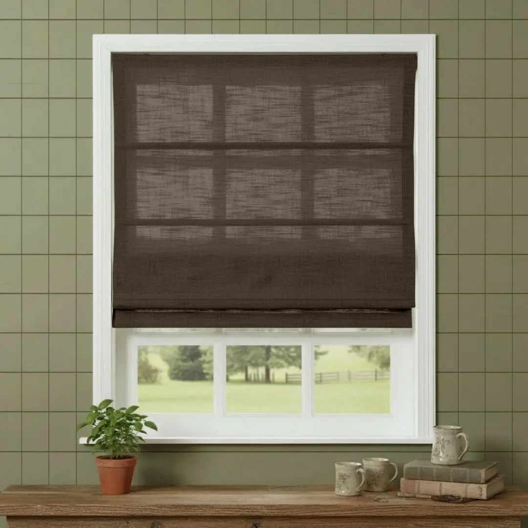 Costom Roman Shades Dune Brown W1234-36