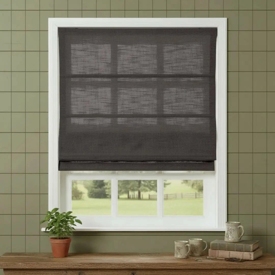 Costom Roman Shades Charcoal Gray W1234-37