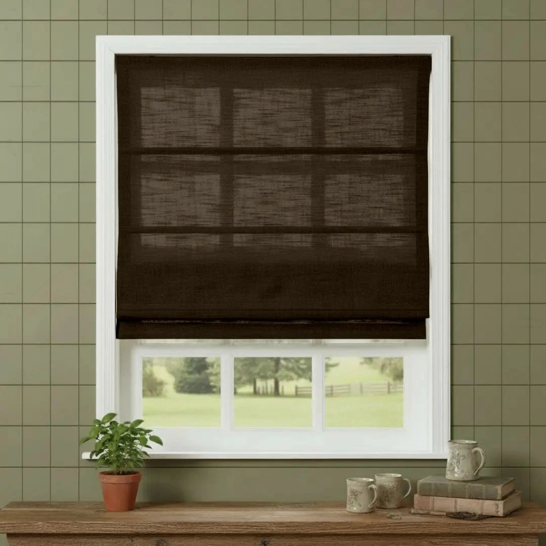 Costom Roman Shades Charcoal Brown W1234-38