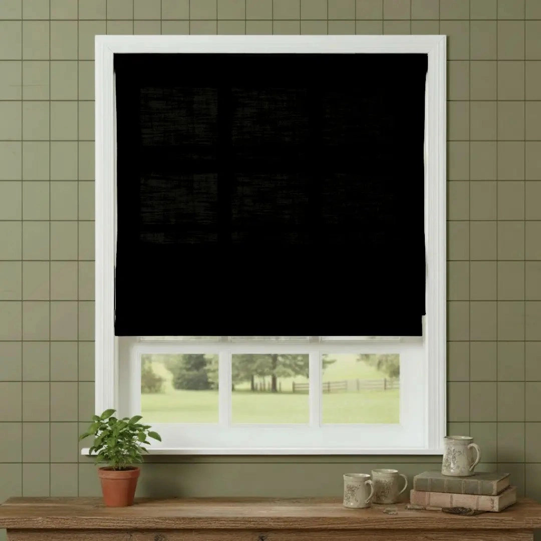 Costom Roman Shades Black W1234-42