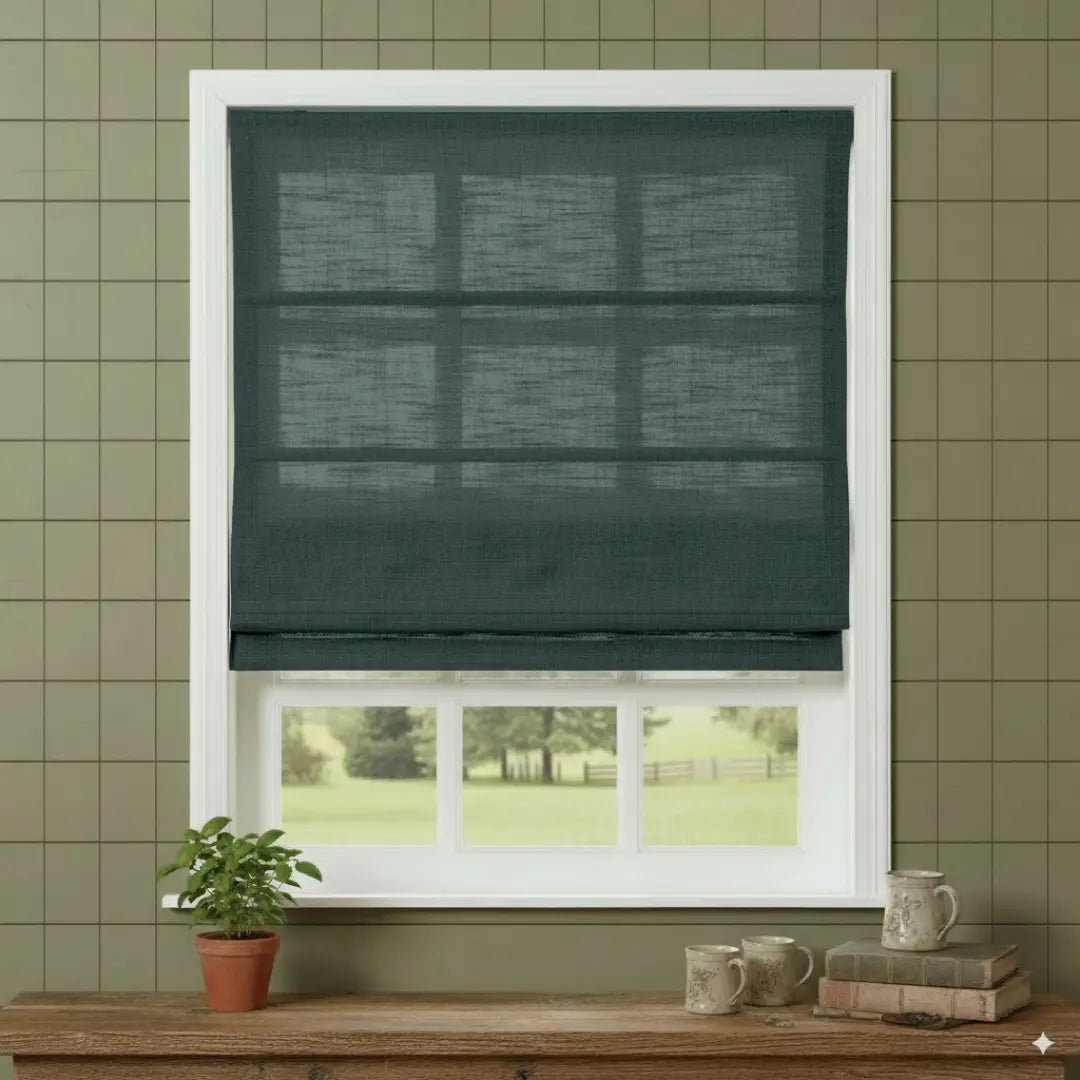 Costom Roman Shades Dusty Aqua H1322-03