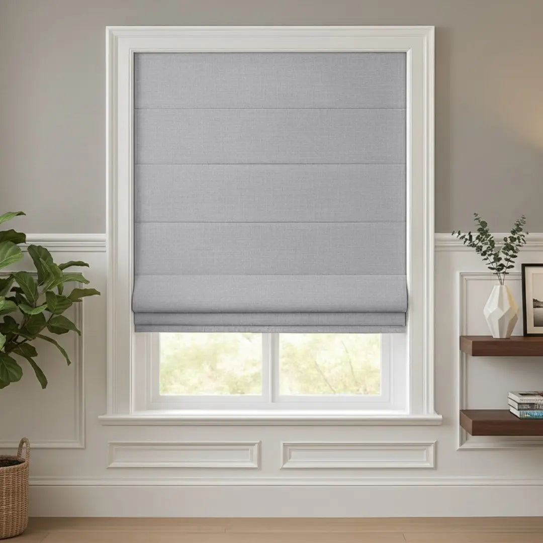 Costom Roman Shades Light Gray White ZJM04