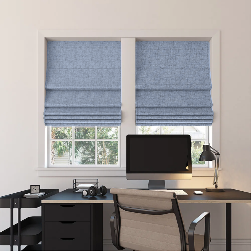 Custom Linen 100% Blackout Roman Shades