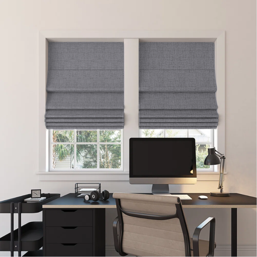 Custom Linen 100% Blackout Roman Shades