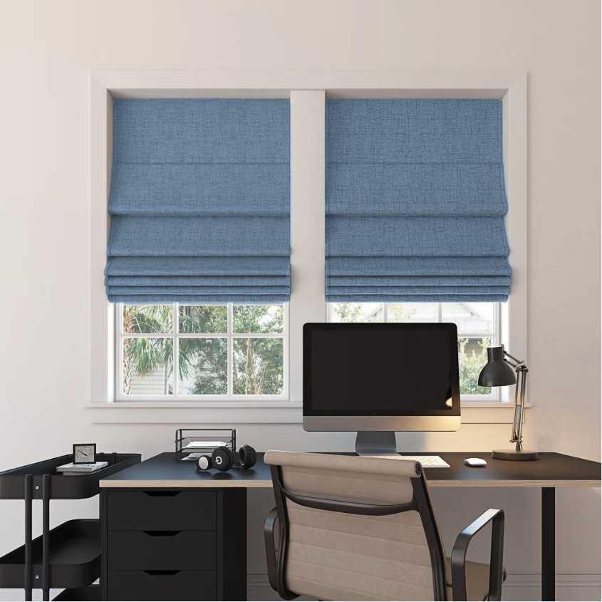 Custom Linen 100% Blackout Roman Shades